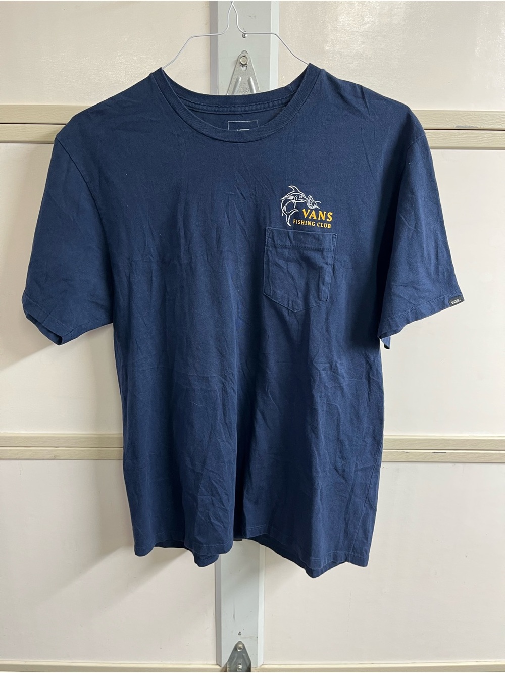 Vans Navy Short Sleeve Pocket Tee with Yellow Logo